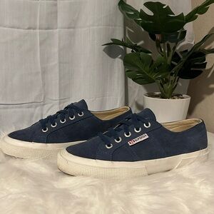 Superga Blue suede sneakers, never worn